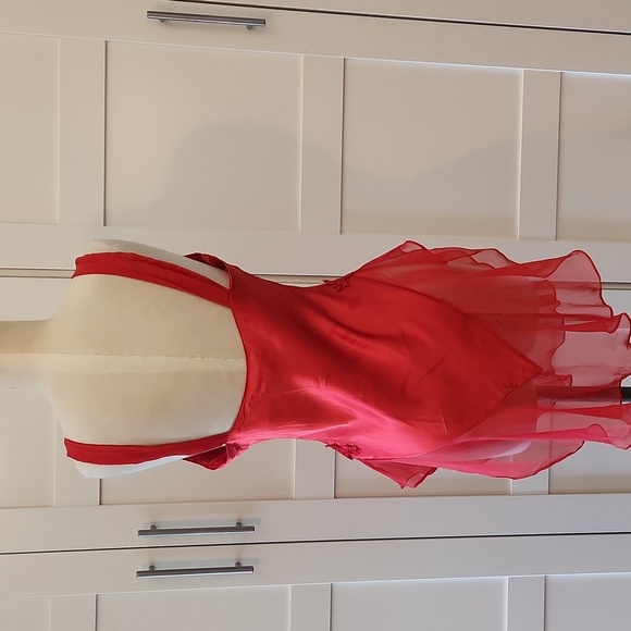 Cacique Vintage Red Satin Chemise Size Medium Lingerie Top - Picture 3 of 6